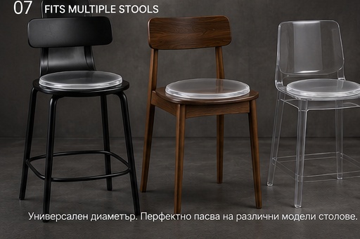 Bar stool with transparent Ghost Seat silicone cushion
